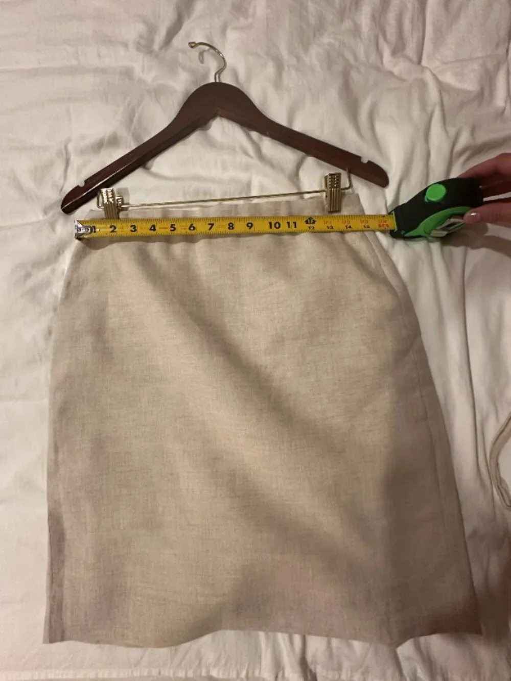 J Crew 100% Linen Beige Skirt, Size 4